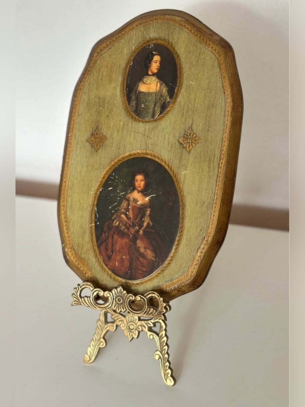 Vintage Italian Florentine Double Portrait Plaque